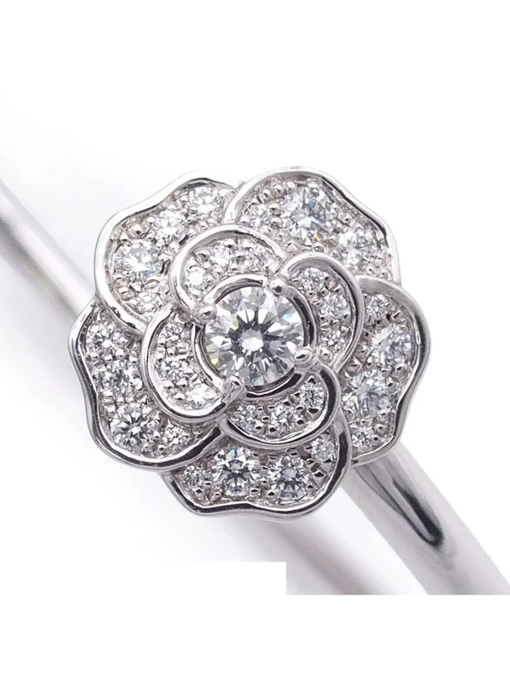 Chanel Camellia Collection Bracelet White Gold 18K Diamond S Bangle